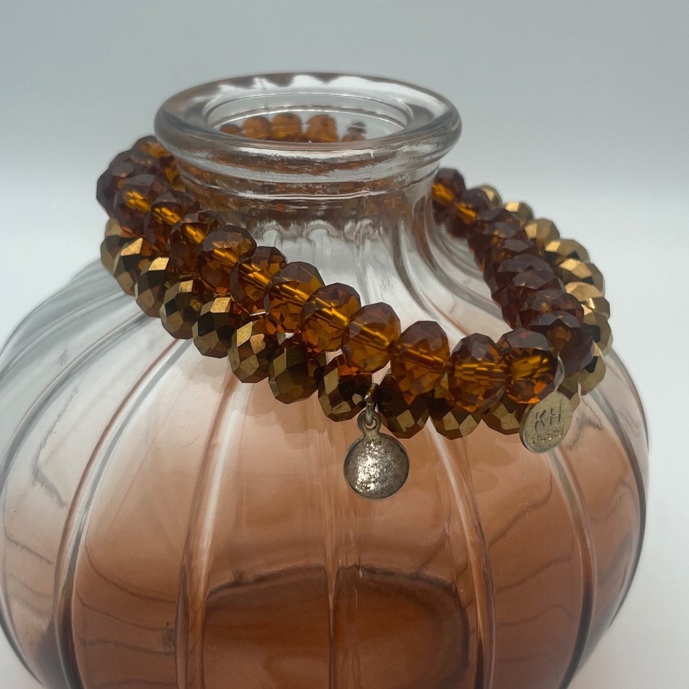 KH Studio Beaded Bracelet Set‎ Amber Gold Charm Boho Jewelry Women chic stretch